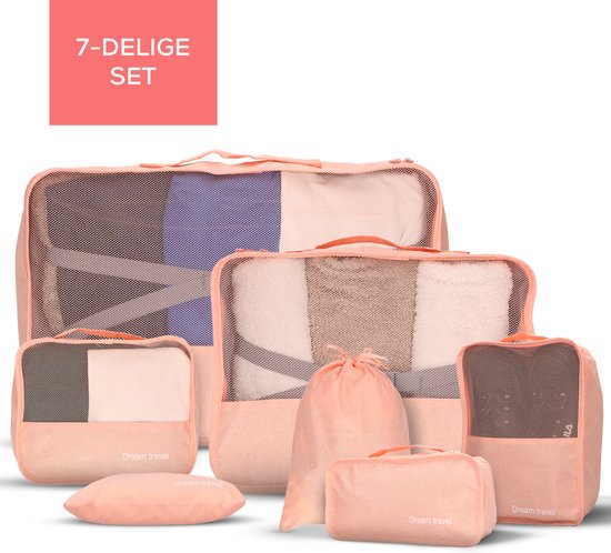 Dream Travel Cubes d'emballage set 7 pièces - Oranje / Rose