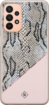 Casimoda® hoesje - Geschikt voor Samsung A23 - Snake Print - Backcover - Siliconen/TPU - Roze