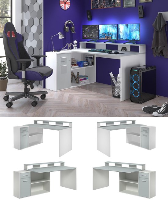 Belfurn - Gamer desk - Trendy - bureau professionnel 160 - 200 cm avec  élément d'angle... | bol