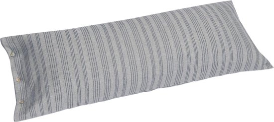 Yumeko kussensloop velvet flanel grijs/blauw stripe 40x80 - Biologisch & ecologisch - 1 stuk