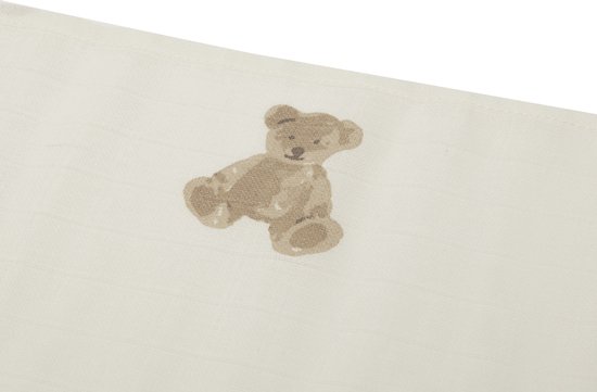 Witte hydrofiele doek met een bruine teddybeer print.