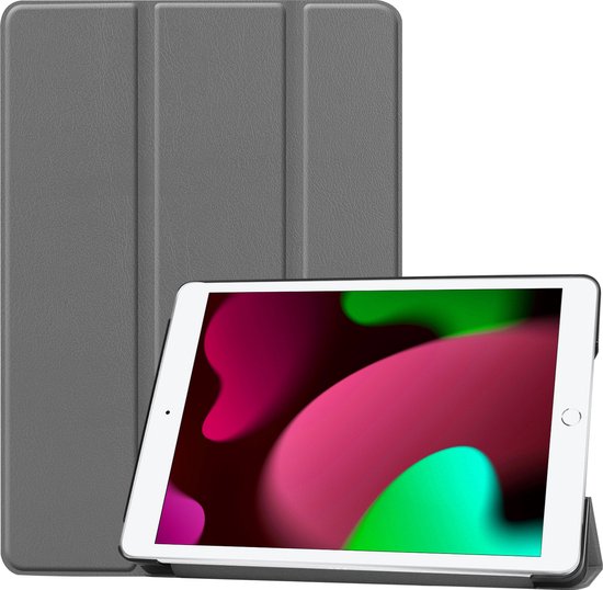 Hoes Geschikt voor iPad 10.2 2021 Hoes Tri-fold Tablet Hoesje Case - Hoesje Geschikt voor iPad 9 Hoesje Hardcover Bookcase - Grijs