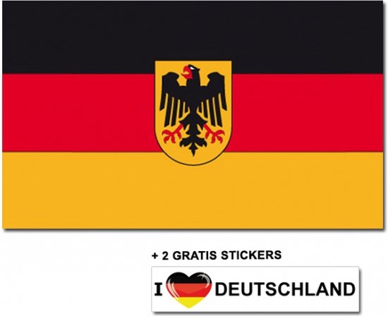 Duitse vlag met wapen + 2 gratis stickers
