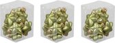 36x Sterretjes kersthangers/kerstballen salie groen (oasis) van glas - 4 cm - mat/glans - Kerstboomversiering