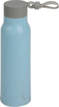 Glazen waterfles/drinkfles blauwe coating met kunststof schroefdop 300 ml - Sportfles - Bidon