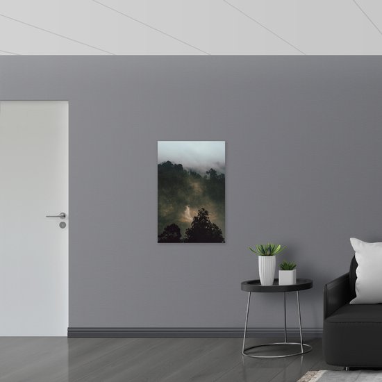 WallClassics - Drapeau - Route entre Montagnes - 60x90 cm Photo sur Drapeau Polyester