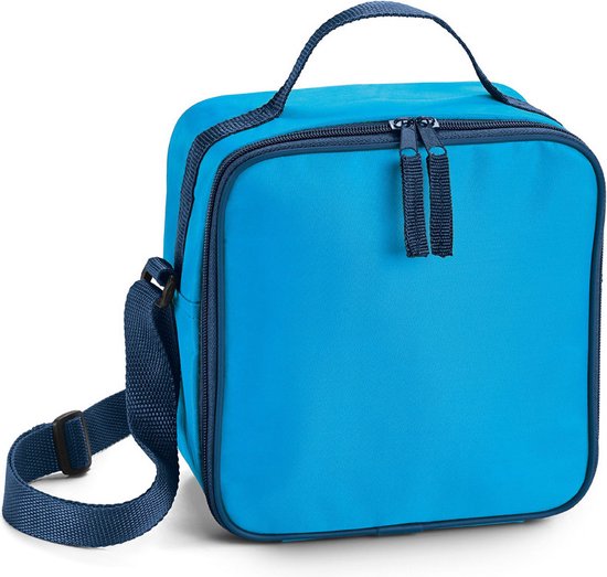 Set van 2x stuks kleine koeltassen voor lunch lichtblauw 20 x 20 x 11 cm 4.5 liter - Koeltassen van Benson — afbeelding 3