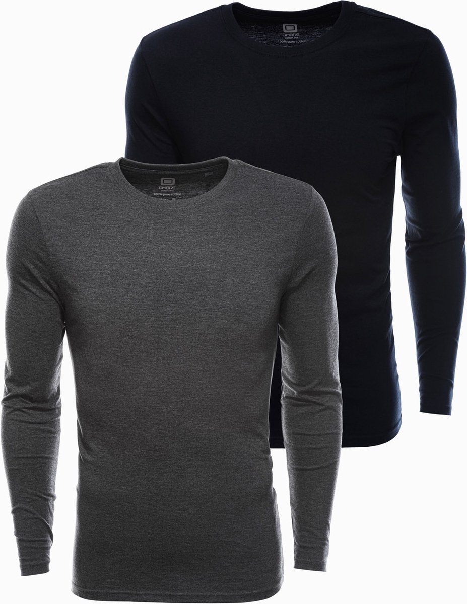 Effen heren longsleeve - mix 2-pack V2 Z43