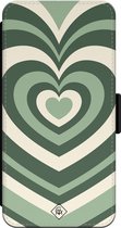 Casimoda® bookcase - Geschikt voor iPhone 13 Pro - Hoesje met pasjeshouder - Hart Swirl Groen - Groen - TPU