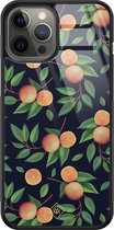 Casimoda® hoesje - Geschikt voor iPhone 12 Pro Max - Fruit / Sinaasappel - Luxe Hard Case Zwart - Backcover telefoonhoesje - Multi