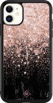 Casimoda® hoesje - Geschikt voor iPhone 11 - Marmer Twist - Luxe Hard Case Zwart - Backcover telefoonhoesje - Zwart
