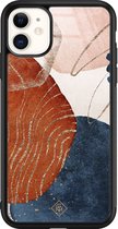 Casimoda® hoesje - Geschikt voor iPhone 11 - Abstract Terracotta - Luxe Hard Case Zwart - Backcover telefoonhoesje - Multi