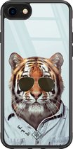 Casimoda® hoesje - Geschikt voor iPhone 8 - Tijger Wild - Luxe Hard Case Zwart - Backcover telefoonhoesje - Blauw