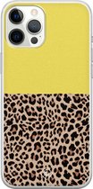 Casimoda® hoesje - Geschikt voor iPhone 12 Pro Max - Luipaard Geel - Siliconen/TPU telefoonhoesje - Backcover - Luipaardprint - Geel