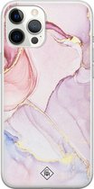 Casimoda® hoesje - Geschikt voor iPhone 12 Pro Max - Marmer roze paars - Siliconen/TPU telefoonhoesje - Backcover - Marmer - Paars