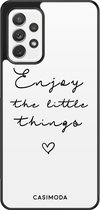 Casimoda® hoesje - Geschikt voor Samsung Galaxy A52 5G - Enjoy Life - Zwart TPU Backcover - Tekst - Wit