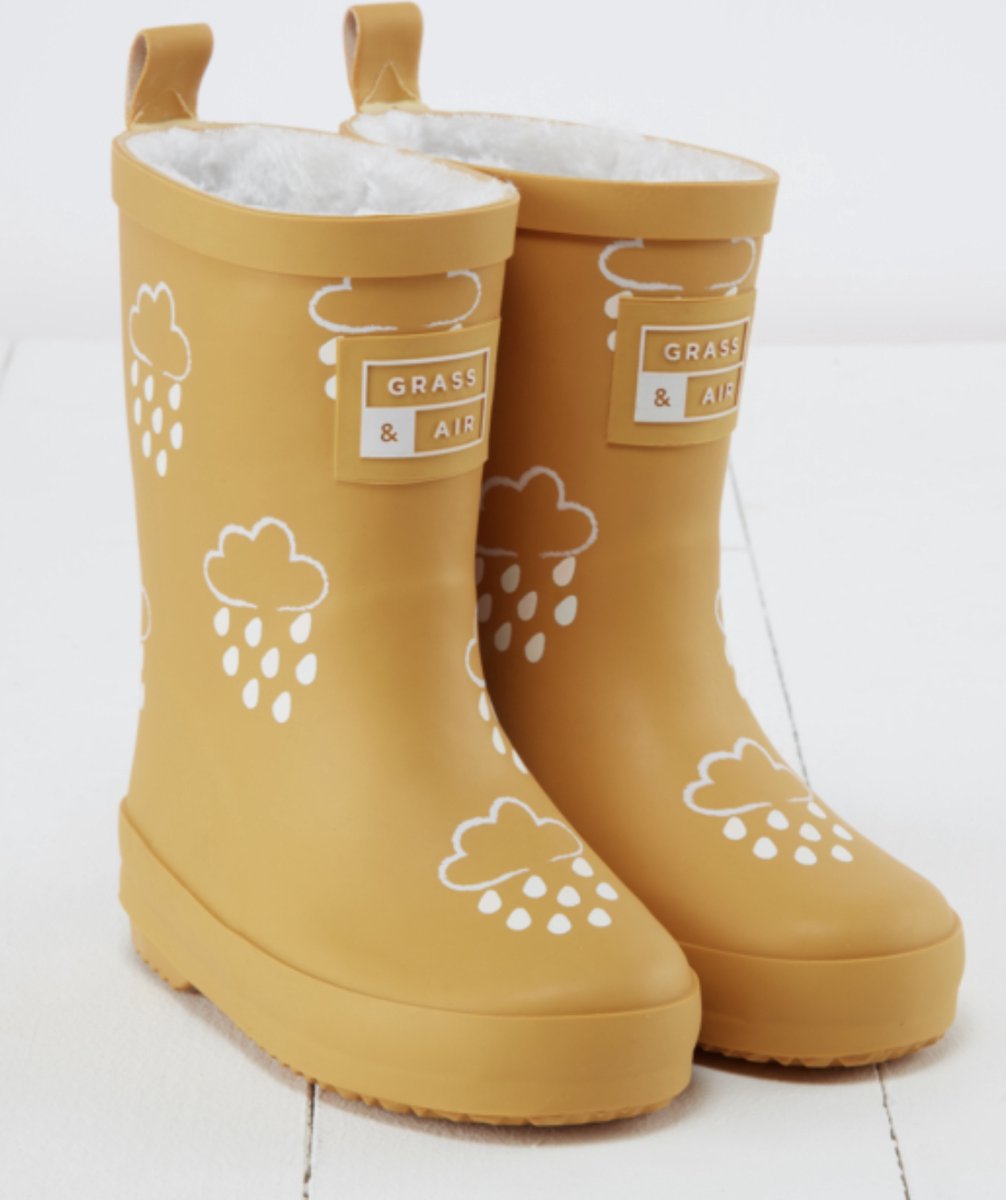 Grass & Air | Kleur Veranderende Kinder Regenlaarzen | Winter | Ochre | Maat 29 (UK11)