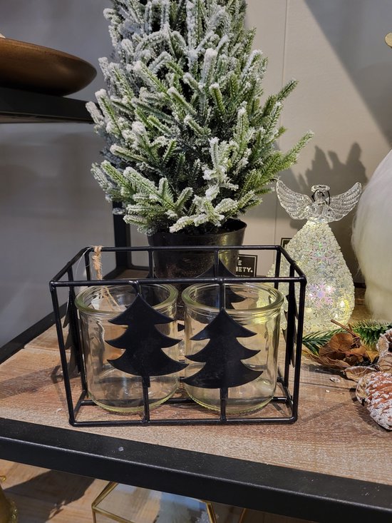 Mix en Match Waxinelichthouder Waxinelicht Kerst Metaal Zwart