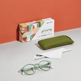 BARNER SCREEN GLASSES -Leesbril Preassembled reading glasses with soft touch spectacle frames- “Le Marais - col. Military Green” met Groene Glasses Case ver. Neutral