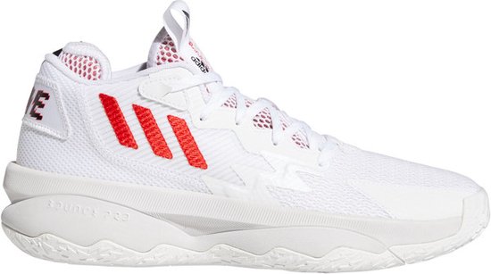 Adidas Dame 8 Junior - Sportschoenen - wit/rood