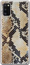 Casimoda® hoesje - Geschikt voor Samsung A41 - Snake / Slangenprint bruin - Backcover - Siliconen/TPU - Goudkleurig