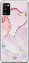 Casimoda® hoesje - Geschikt voor Samsung A41 - Marmer roze paars - Backcover - Siliconen/TPU - Paars