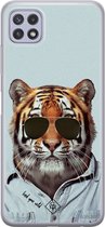Coque Samsung Galaxy A22 5G - Tigre sauvage - Coque souple - Blauw - Coque en Siliconen pour téléphone - Tigre - Casimoda