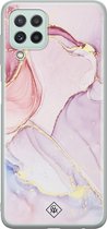 Casimoda® hoesje - Geschikt voor Samsung A22 4G - Marmer roze paars - Backcover - Siliconen/TPU - Paars