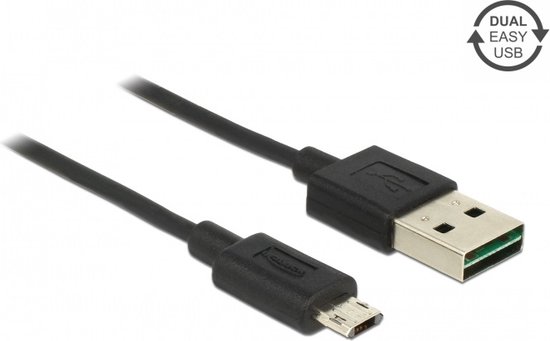 DeLOCK 83845, 0,5 m, USB A, Micro-USB B, USB 2.0, Noir