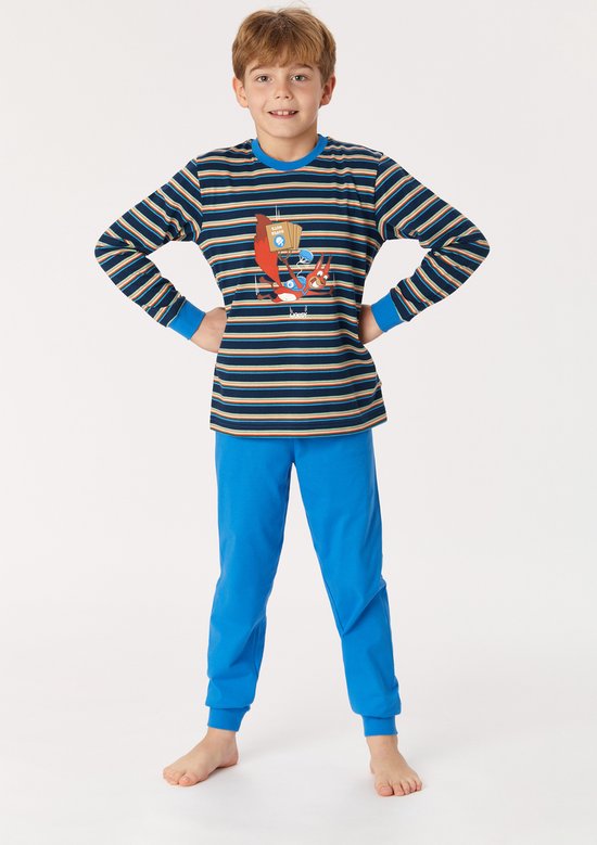 Woody pyjama jongens - multicolor gestreept - eekhoorn - 222-1-PLC-S/911 - maat 176