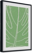 Akoestische panelen - Geluidsisolatie - Akoestische wandpanelen - Akoestisch schilderij AcousticPro® - paneel met getekend monstera blad - Design 61 - Basic - 100x70 - zwart- Wanddecoratie - woonkamer - geluidsdemper - studio schuim