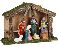 Kerststal- inclusief 7 kerststal beelden - 30 x 10 x 21 cm