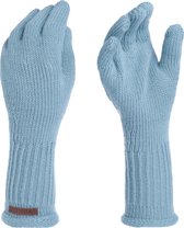 Knit Factory Lana Gebreide Dames Handschoenen - Gebreide winter handschoenen - Lichtblauwe handschoenen - Polswarmers - Celeste - One Size