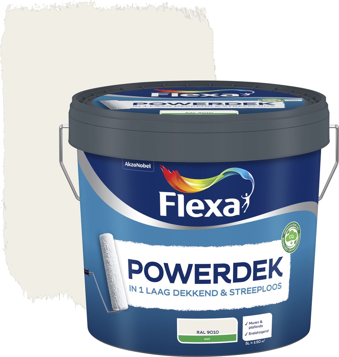 Flexa - Powerdek Muren & Plafonds - Gebroken Wit / Ral 9010 - 5 L – foto 7