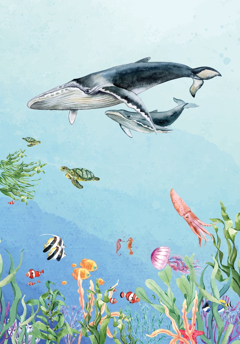 Walloha - Behang kinderkamer - Diep in de zee - 194,8 x 280 cm