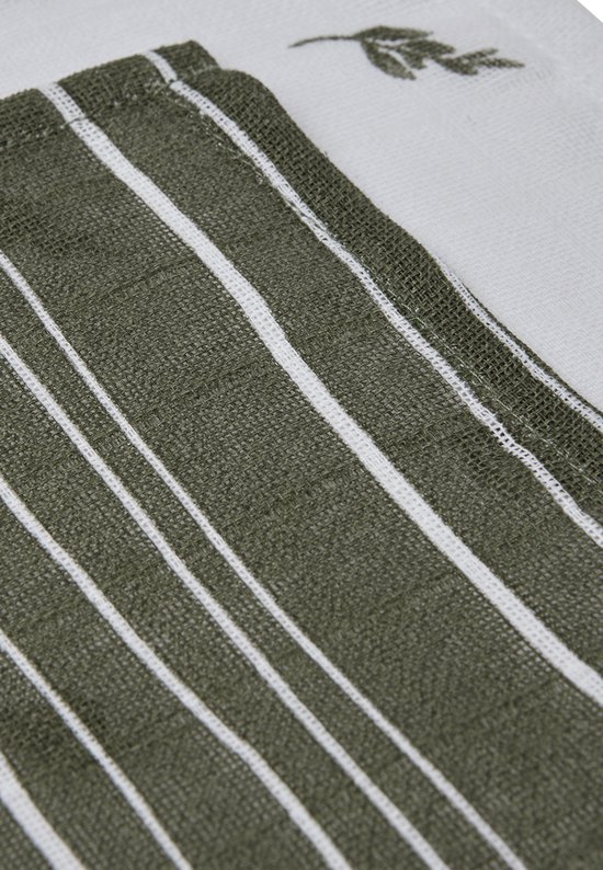 Jollein Monddoekje Hydrofiel Stripe & Olive - Leaf Green - 2 Stuks van Jollein — afbeelding 3