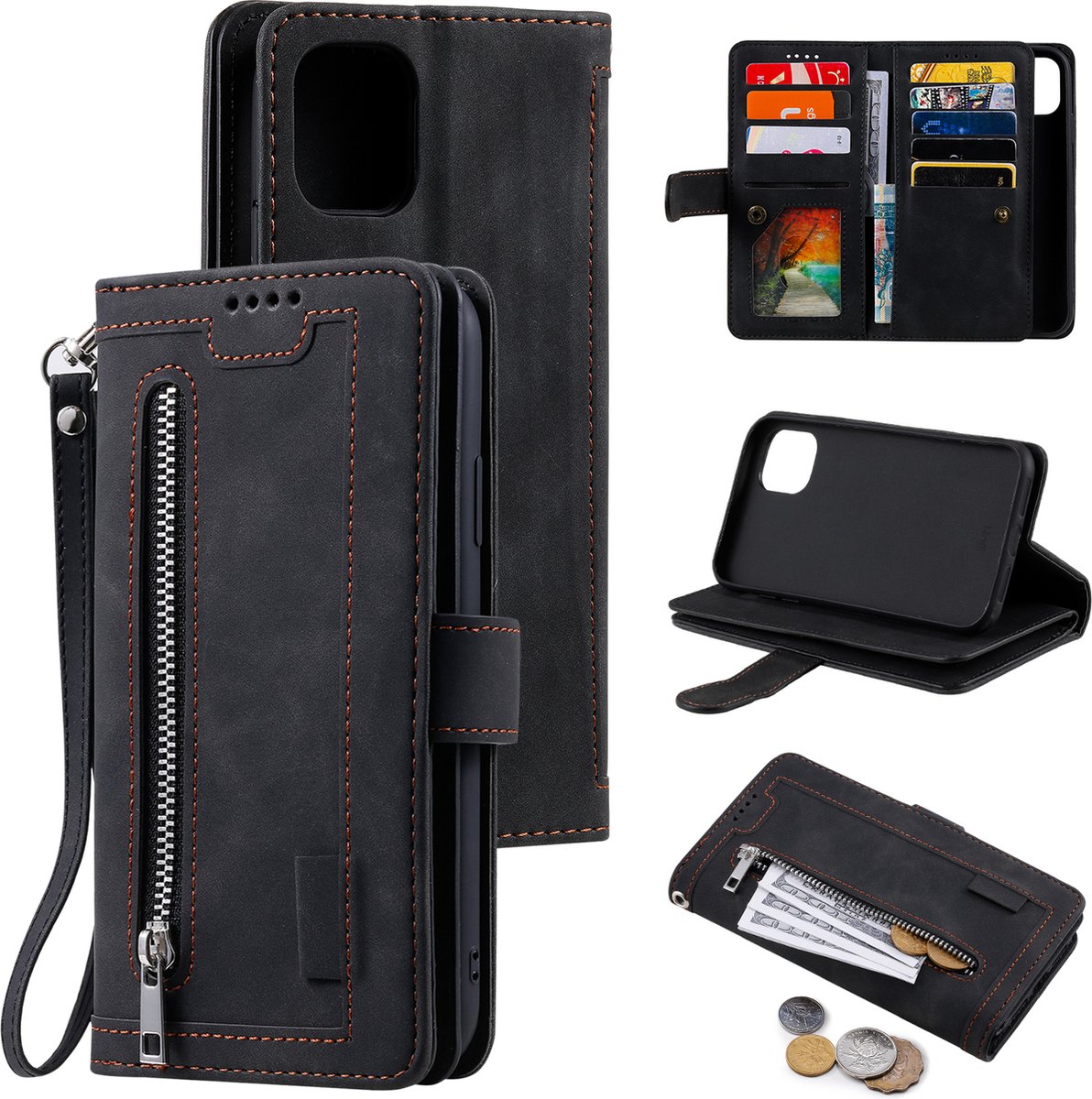 Book Case Apple iPhone 14 Plus - Lederen Telefoonhoesje - Wallet - Zwart