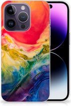 GSM Hoesje Geschikt voor iPhone 14 Pro TPU Bumper Watercolor Dark