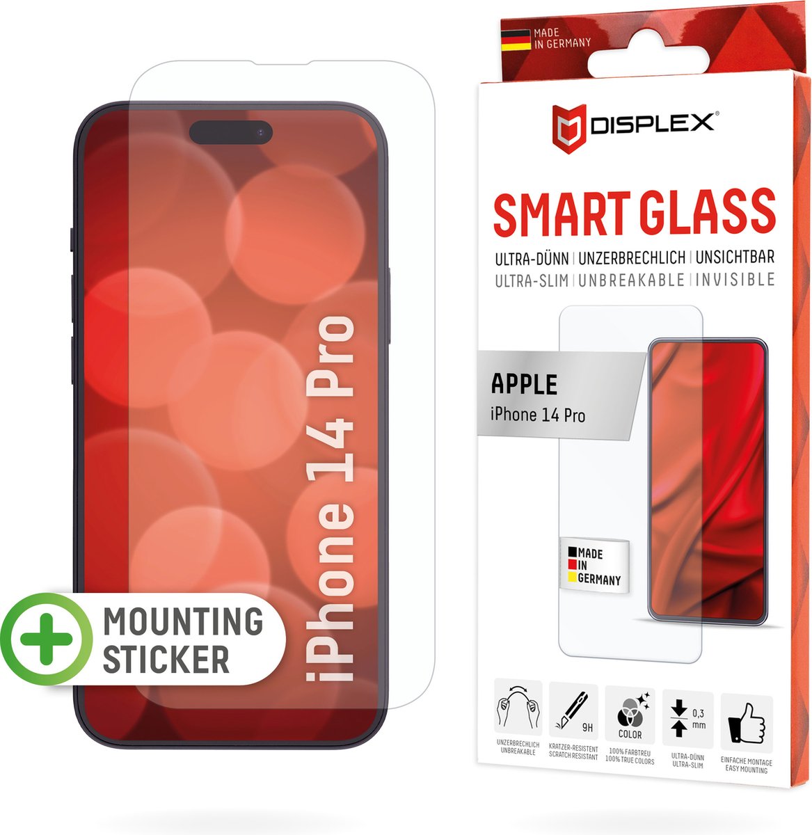 DISPLEX Smart Glass 1715 Screenprotector (glas) Apple iPhone 14 Pro 1 stuk(s) Anti-vingerafdruk, Krasvast