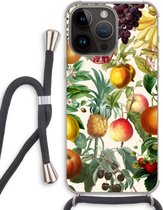 Case Company® - Hoesje met koord geschikt voor iPhone 14 Pro Max hoesje met Koord - Classic Flora - Telefoonhoesje met Zwart Koord - Extra Bescherming aan alle Kanten en Over de Schermrand
