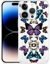 Geschikt voor Apple iPhone 14 Pro Hoesje Vlinder Symmetrie - Designed by Cazy