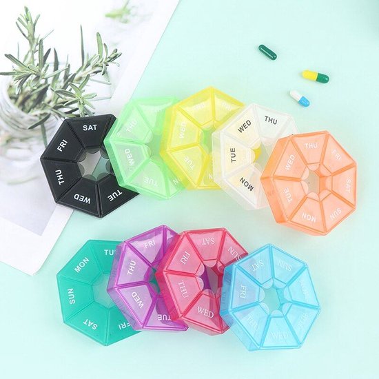 Gadgetpoint - Pilulier - Boîte à pilules - Boîte de rangement - Lun-Dim - 7 jours sur 7 - Zwart