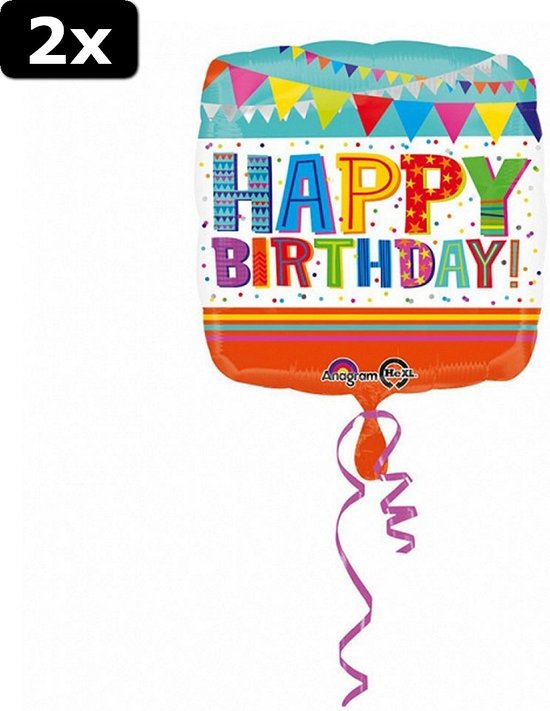 2x Anagram Folie Ballon Happy Birthday 43x43 cm