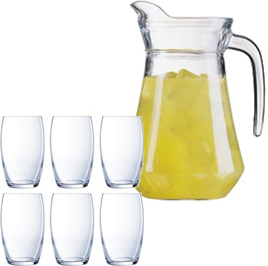 Pichet / carafe à eau / carafe à jus Luminarc en verre 1,0 litre avec 6x  verres à eau... | bol