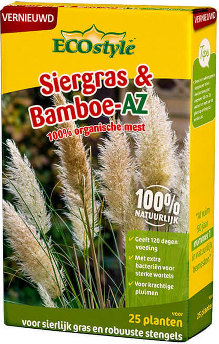 ECOstyle Siergras & Bamboe-AZ Plantenvoeding - 120 dagen Voeding - Sierlijk Gras & Robuuste Stengels - Verhoogt de Weerstand & Bloeikracht - Voor 25 Planten - 800 GR
