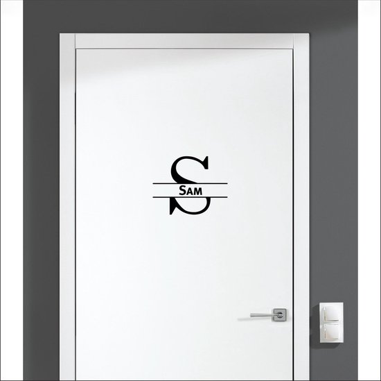 Sticker de porte avec nom - Sam - Zwart