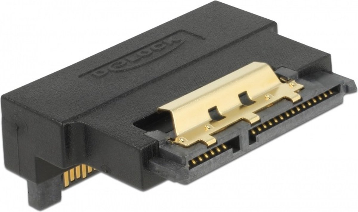 SATA data- en voeding adapter - haaks naar beneden - SATA600 - 6 Gbit/s / zwart