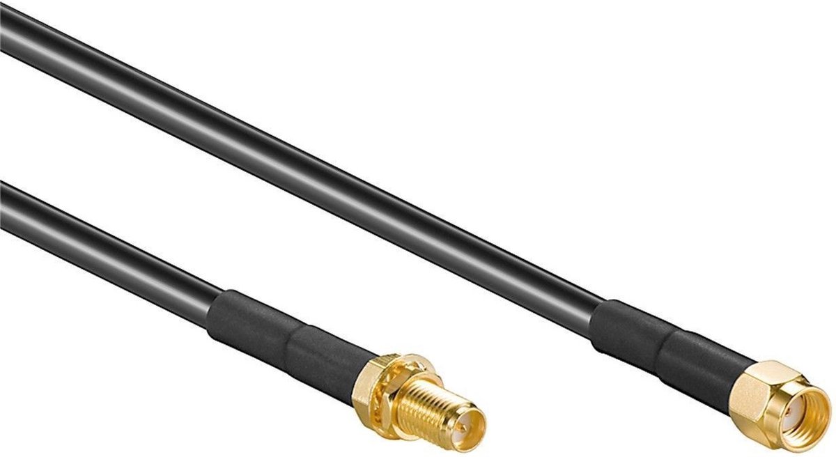 RP-SMA (m) - RP-SMA (v) verlengkabel - LMR195/RF195 - 50 Ohm / zwart - 1 meter