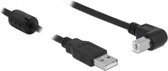 USB-A naar USB-B haaks (beneden) kabel - USB2.0 - tot 2A / zwart - 1,5 meter