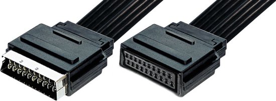 21-pins Scart verlengkabel - plat / zwart - 0,20 meter | bol.com